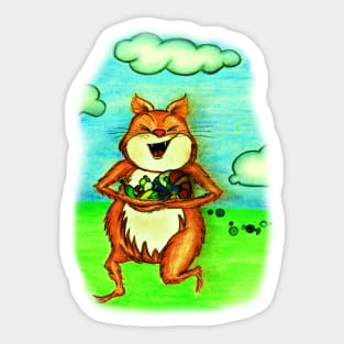 Cat Running with Candy Sticker